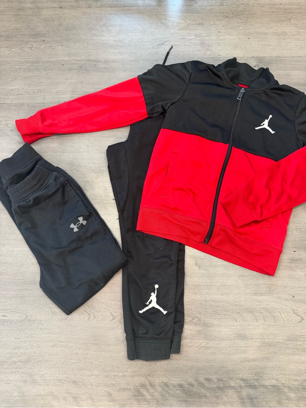 Jordan Black and Red Kids' Zip Jacket with Black Joggers